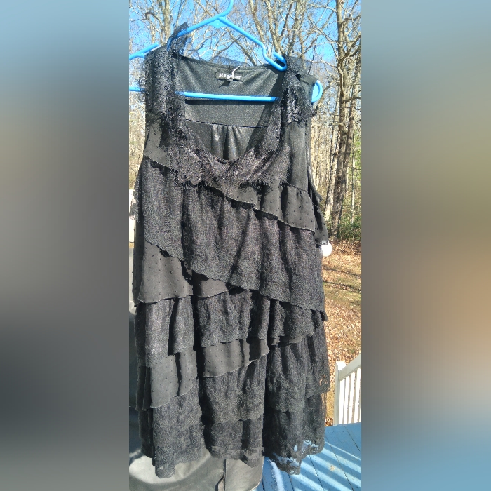 Merchant Black Layered Ruffle Sleeveless Dress